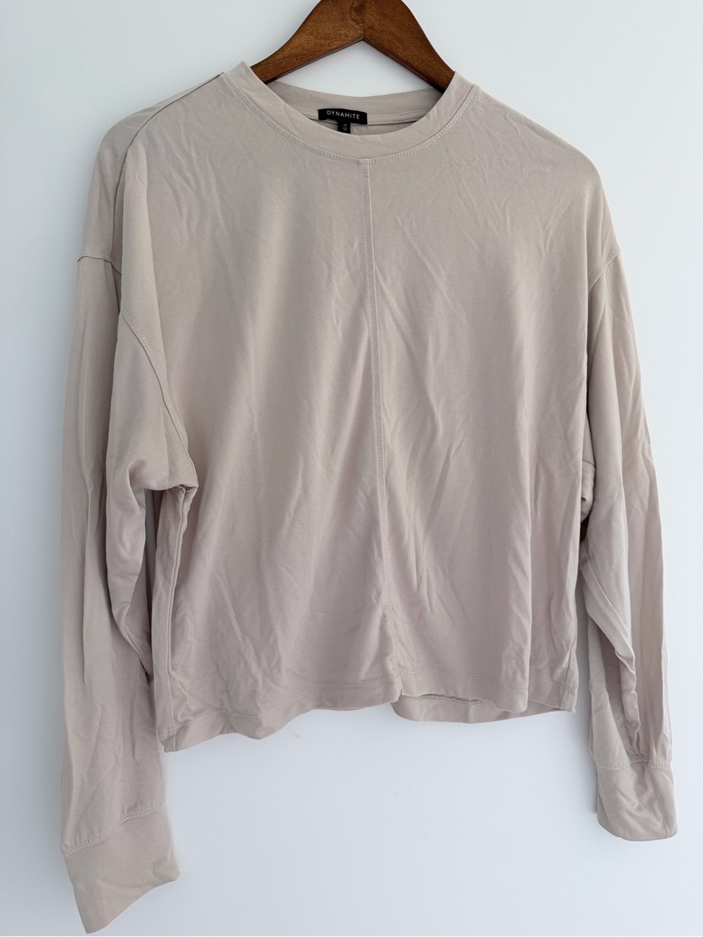 Dynamite Long Sleeve Crewneck Sweatshirt - Light Taupe